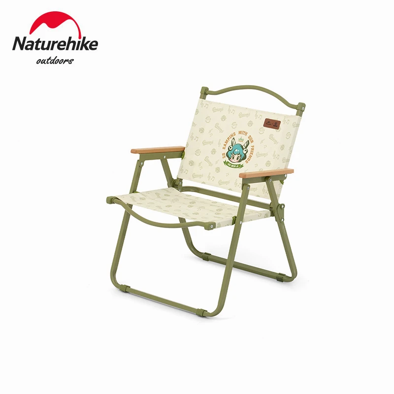 

Naturehike Camping Chair Outdoor Portable Tourist Chair Aluminum Alloy Wood Grain Folding Chair Beach Equipment Kermit Chair