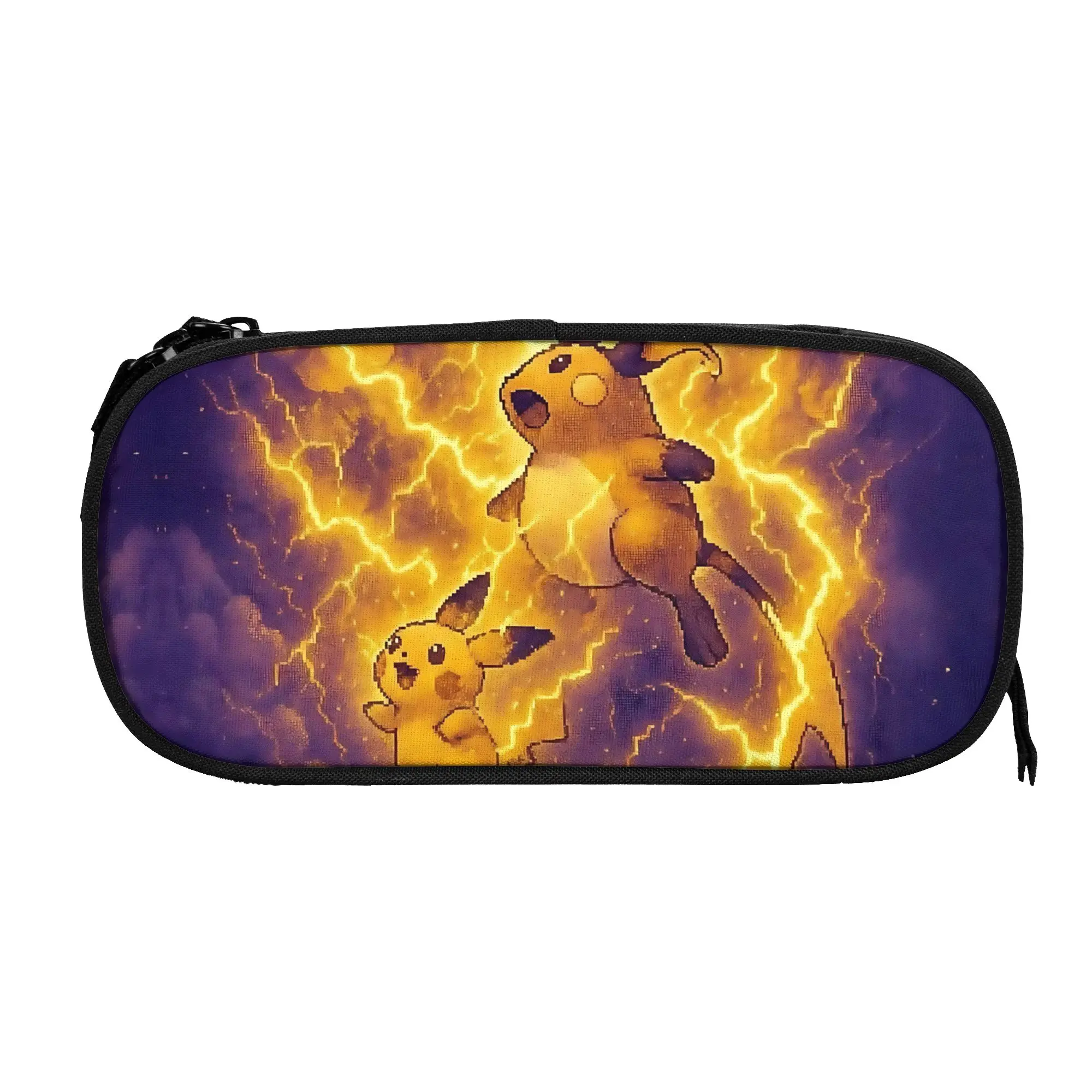 Large Capacity Bags For Child Cartoon Pikachu Thunder Cloud Print Pokemon Lover School Pencil Bag For Boys Gilrs Kids