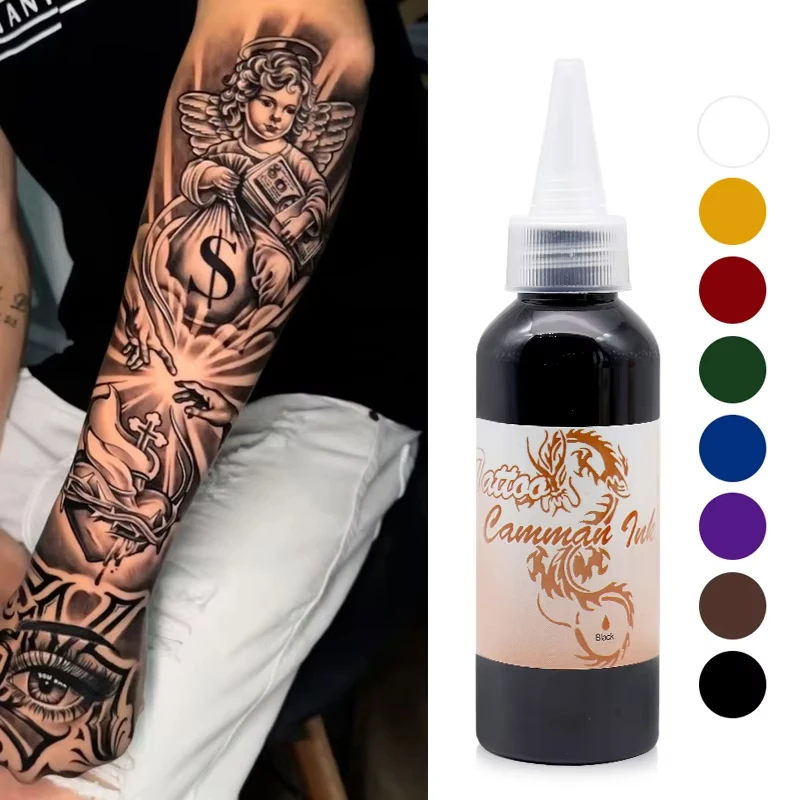 8 Colors Airbrush Paint for Temporary Tattoo 100ml Waterproof Body Art Semi-permanent Makeup Tint Beauty Tattoo Supplies