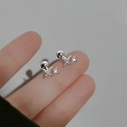 Korean Fashion Cross Star Piercing Helix Studs Earrings for Women Hypoallergenic Daily Wear Ear Piercing Jewelry Gifts