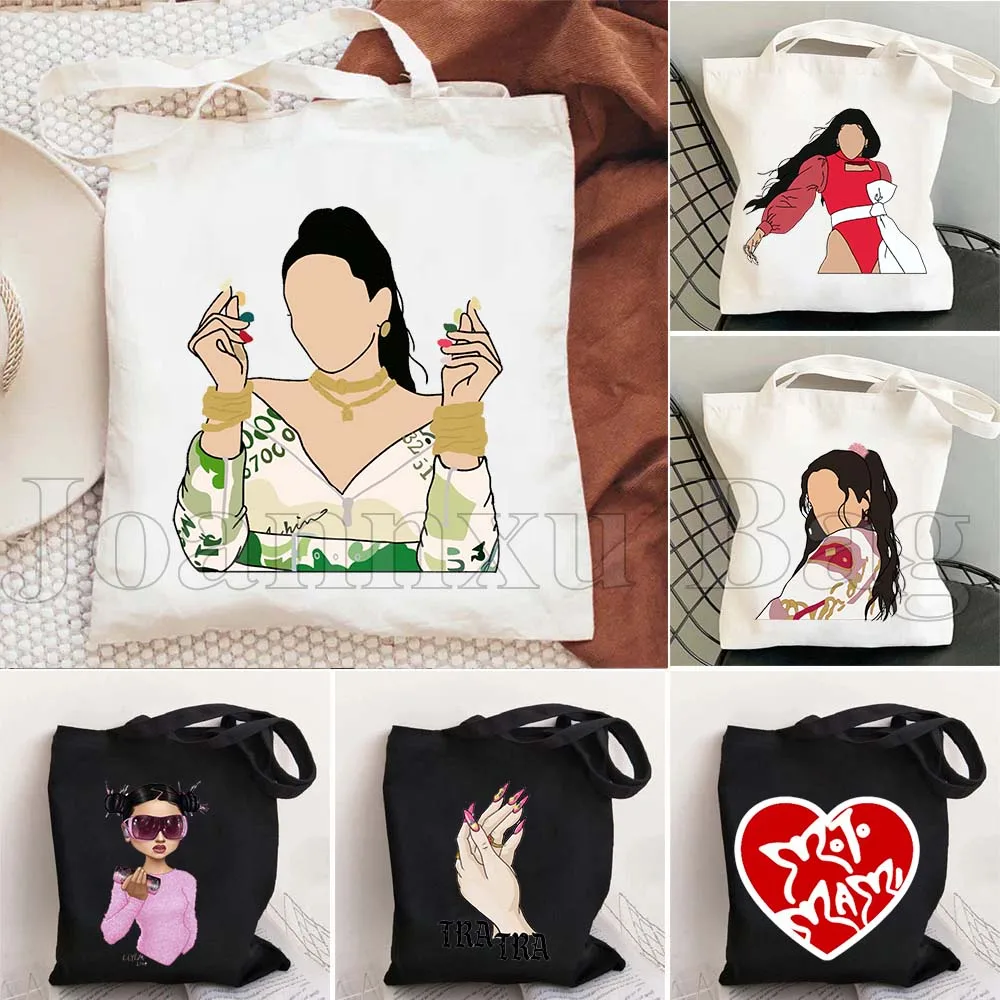 

Fashion Rosalia La Fama Motomami Heart Music Singer Women Canvas Shoulder Tote Bag Harajuku Handbag Shopper Cotton Shopping Bags