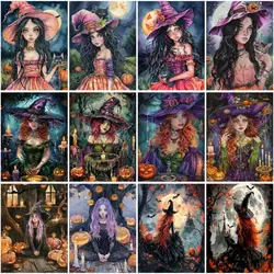 CHENISTORY DIY Pictures By Number Kits Witch Painting By Numbers Halloween Gift Art Drawing On Canvas Gift Home Decor