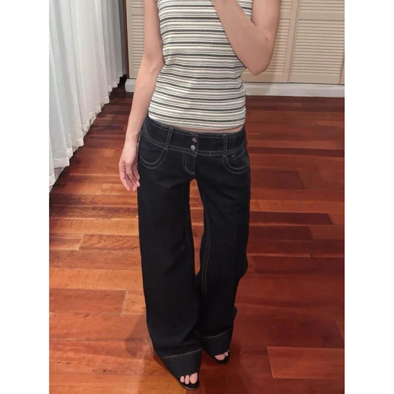 Women Vintage Blue Y2k Baggy Jeans 2025 Autumn Harajuku Boyfriend Denim Trousers High Street 2000s Jean Pants Oversize Clothes