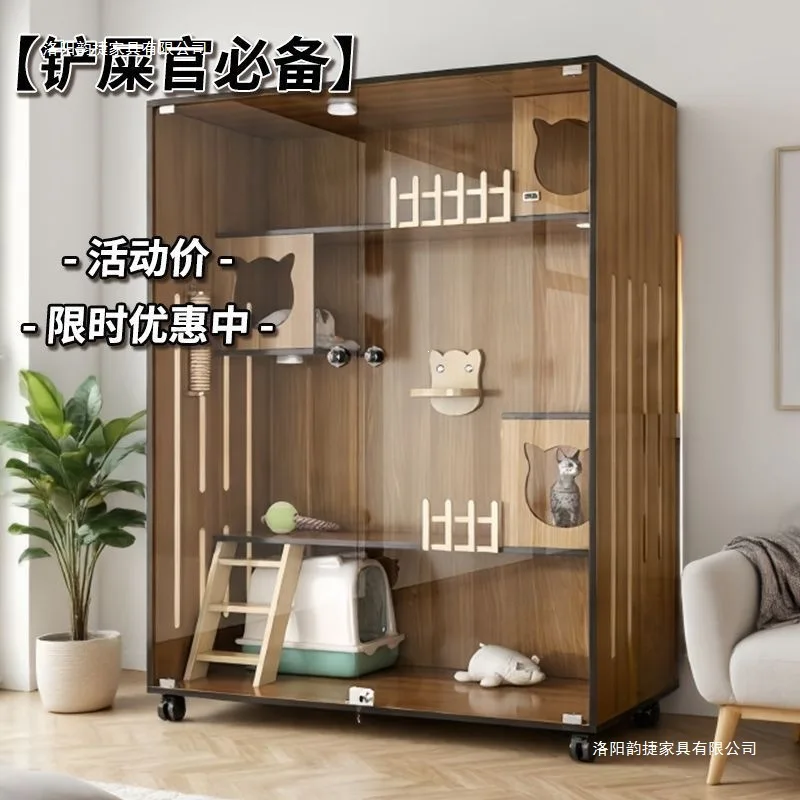 Cat villa space warm multi-layer panoramic new integrated luxury home breathable wooden cat house cat cage