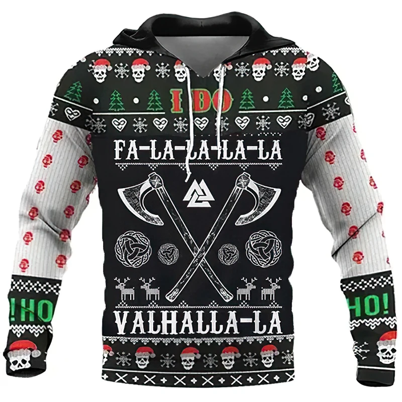 Santa Claus Print Hoodies For Men Autumn and Winter New in Sweatshirts Christmas Harajuku Oversized Clothing Casual Pullover Top