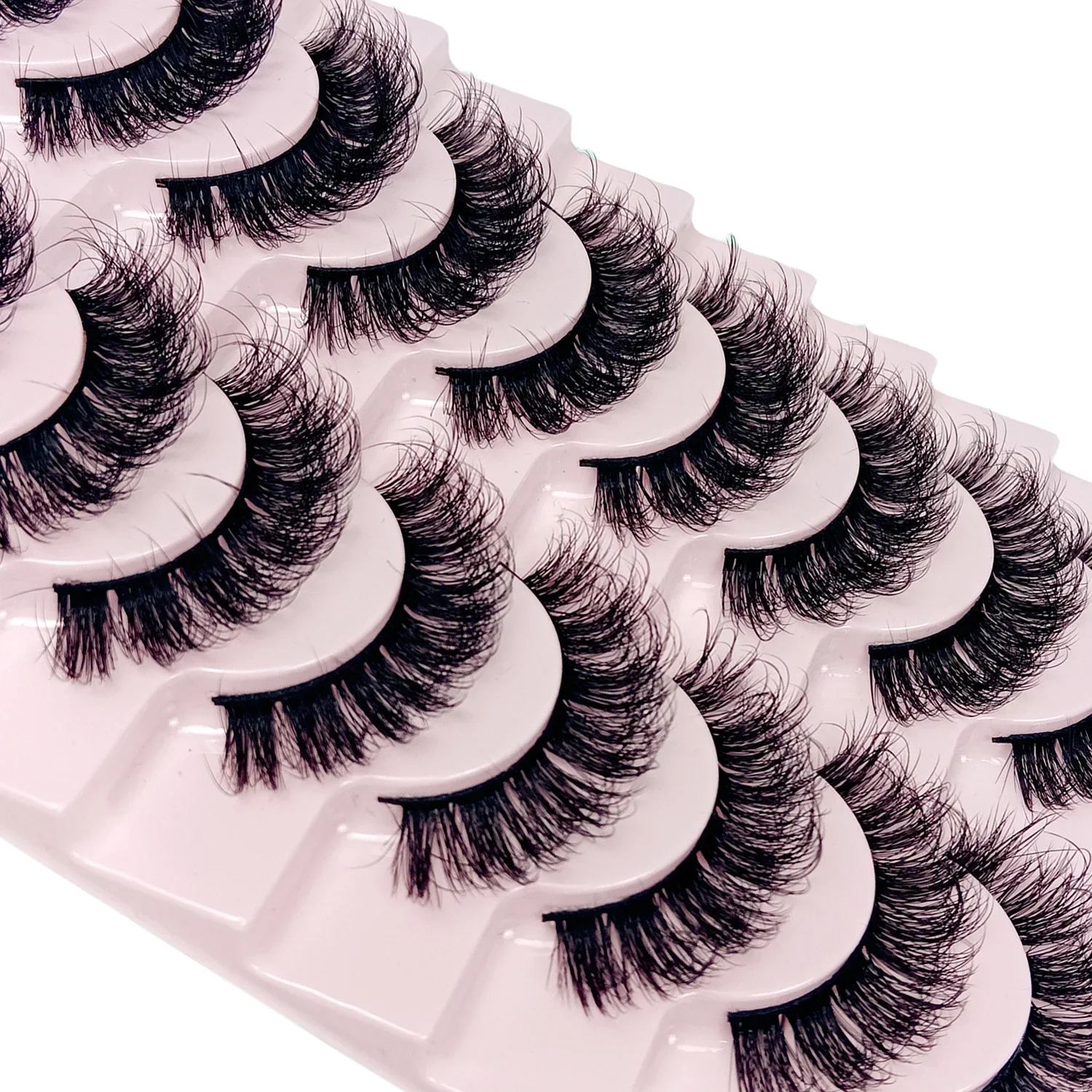 10 Pairs DD Curl Russian Lashes , Voluminous Fluffy Fake Eyelashes, Natural Long Soft Wispy Messy Dramatic False Eyelashes