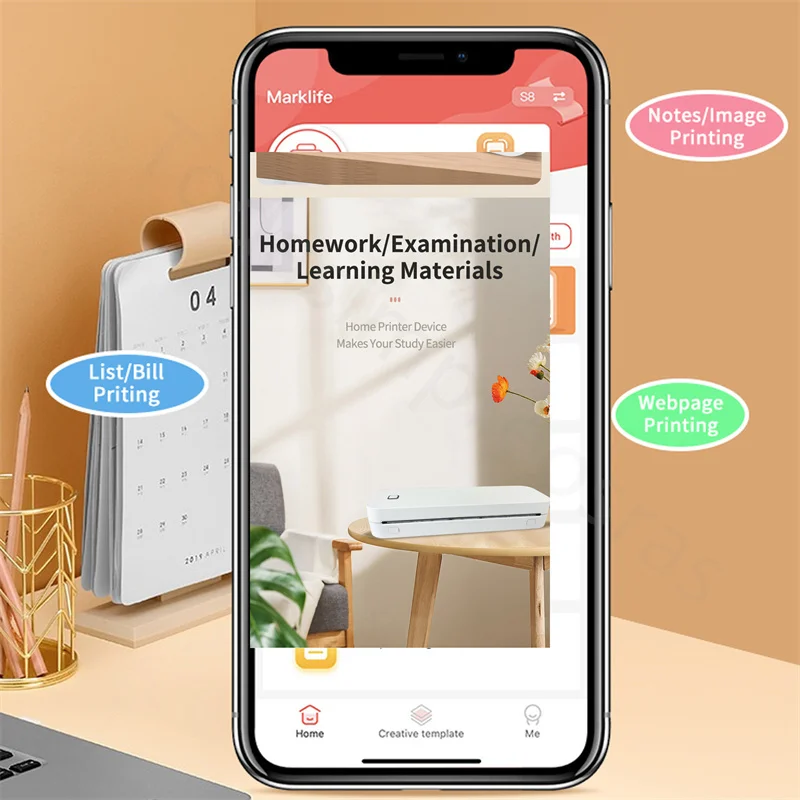 

Work Office Study USB Type-C Connected A4 Thermal Printer Bluetooth USB Inkless More Cost-effective Printing Technology Portable
