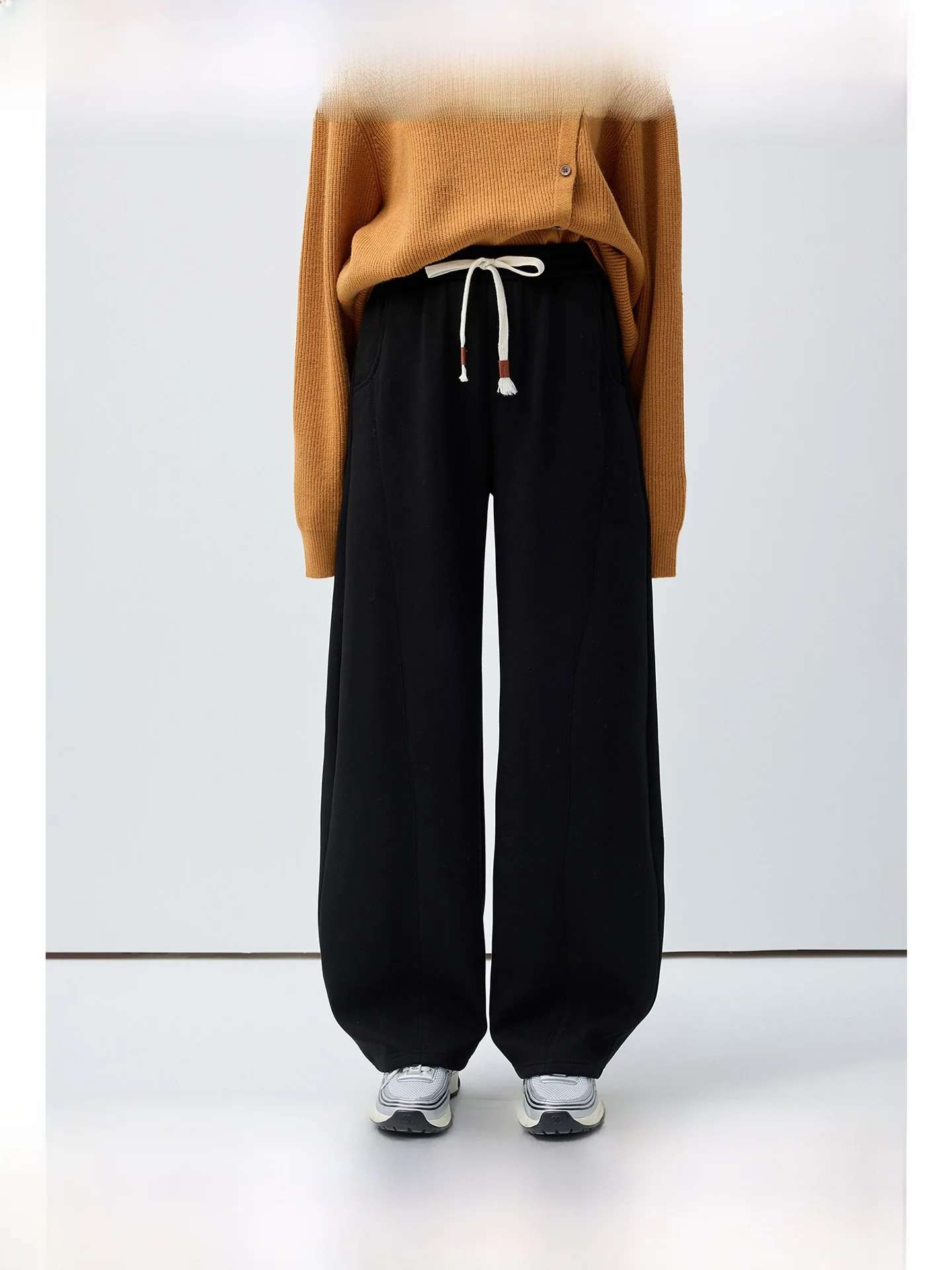 

plus Size Women's Casual Pants High Waist Straight Leg Bend Knife Shape Elastic Waist Long Trousers Spring New Style Versatil...