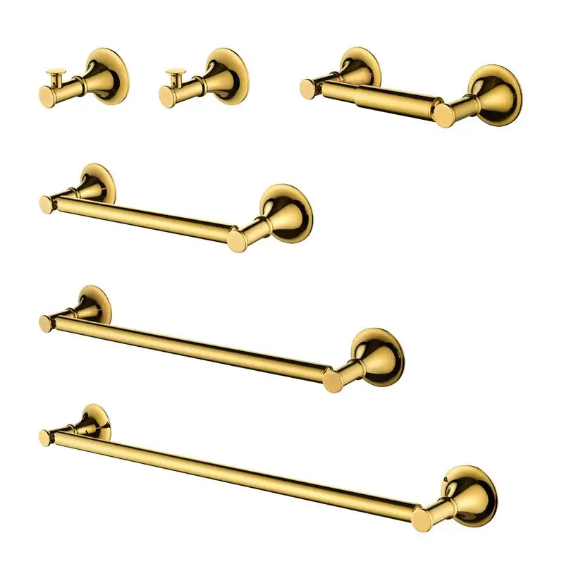 

6-Piece Brass Towel Rack Set for Wall Mount - Stylish Bath Storage Solution