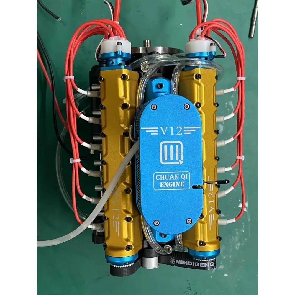 Modelo de motor de combustible V12, versión de doble distribuidor totalmente metálica, modelo de motor de alta potencia, juguete ornamental de mesa