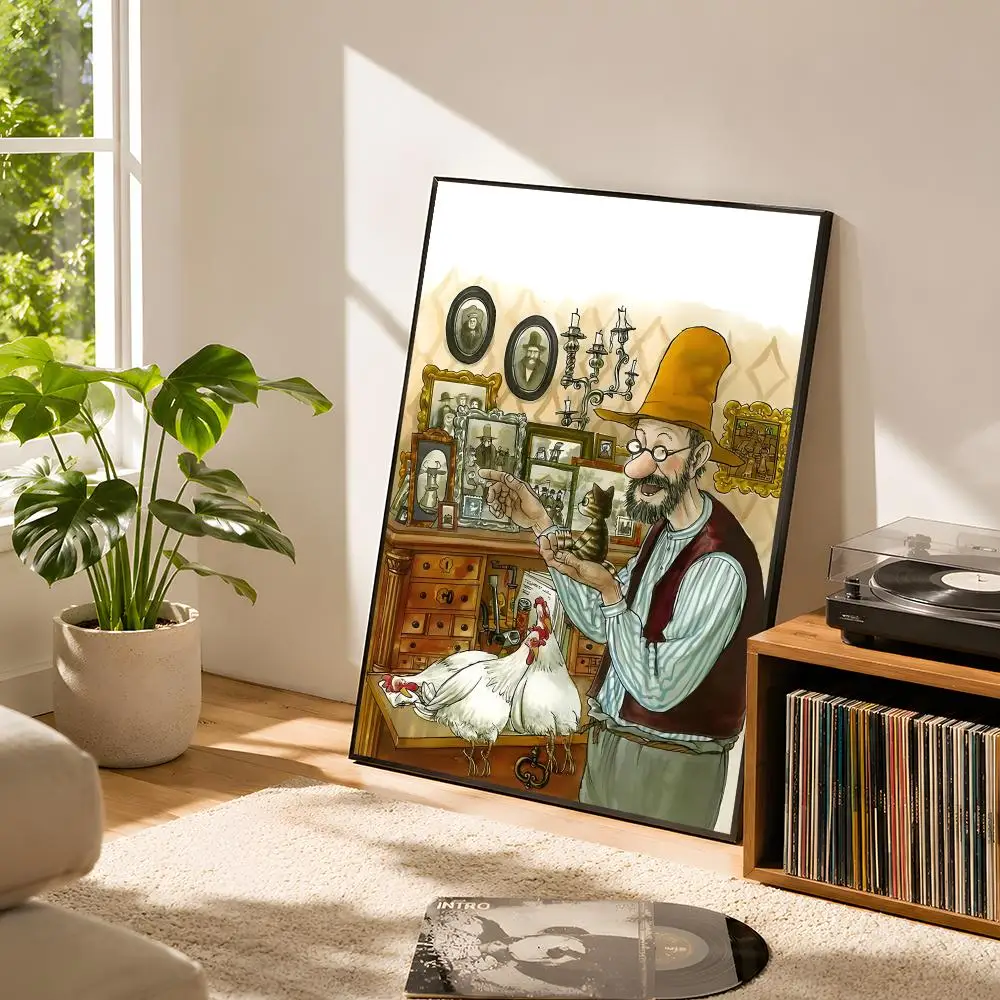 Pettson And Findus Anime Swiss Art Poster Self Adhesive Matte Wall Art Removable Home Room Decoration