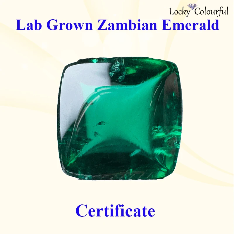 

Lab Grown Zambian Emerald Cushion Shape Green Color Selectable AGL Certificate with Cracks Inclusions Inside Charms Bead Pendant