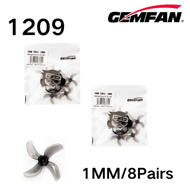 Gemfan 31mm propeller 3-blads 1208 4-blads 1209 gat 0,8mm 1,0mm 1,5mm voor 25000kv motoren, FPV freestyle, Tinywhoop, 8 paar