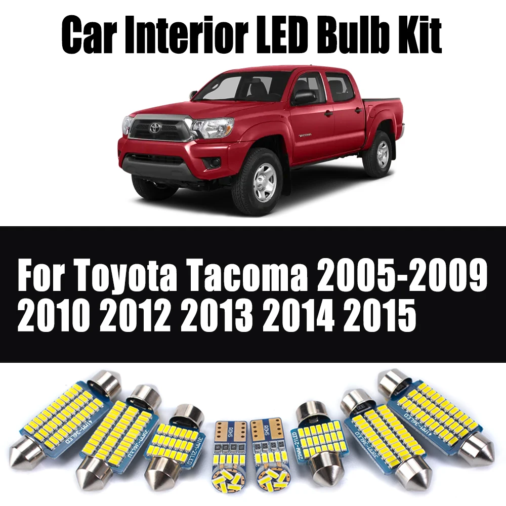 8Pcs Canbus Car Reading Bulbs Accessories LED Interior Dome Map Trunk Light Kit For Toyota Tacoma 2005- 2011 2012 2013 2014 2015