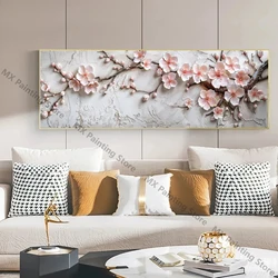 2d Flat Elegant Pink Cherry Blossom Flowers On Branches Poster,Abstract Floral Canvas Paintings,Home Decor Gift No Framed Pictur