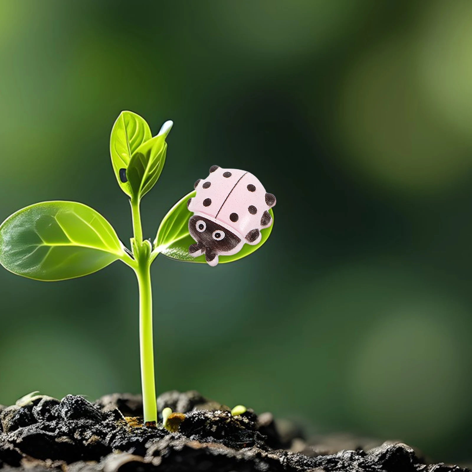 

18pcs Ladybug Resin Statues Micro Landscape Home Decor Glow Dark Mini Crafts Garden naments Artificial Moss Accessories