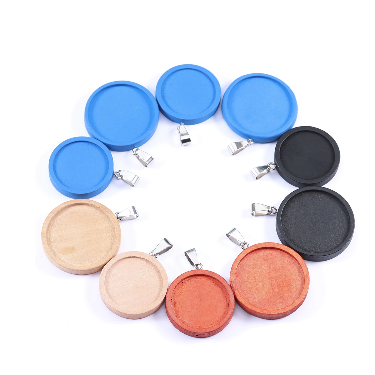 Natürliche Holz Runde Tablett 25/30mm Farbe Retro Blank Set Cabochon Charms für Schmuck Machen Zubehör DIY Halskette ohrring Anhänger