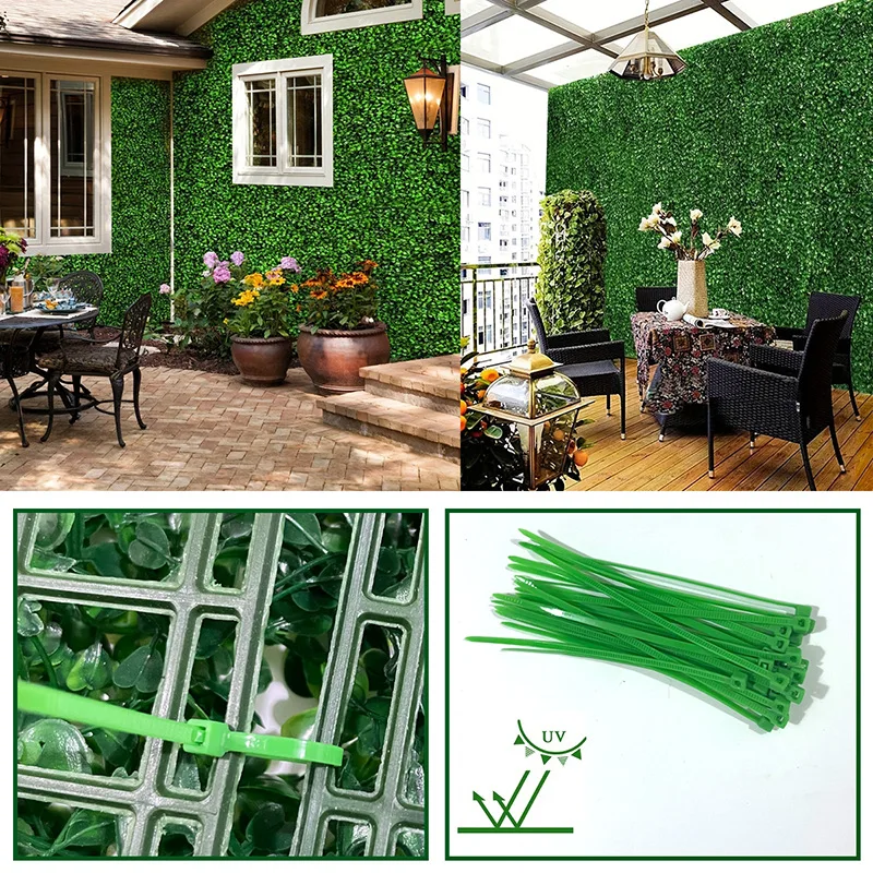 Artificial Plants Grass Wall Panel Boxwood Hedge Greenery UV Protection Green Decor Privacy Fence Backyard Screen Wedding view 3