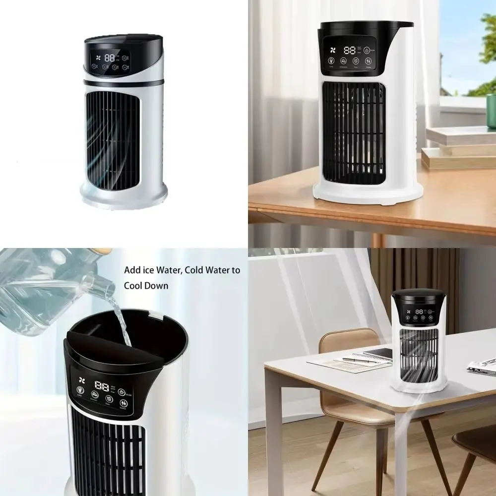 Compact Design Air Cooler Fan Water Mist Atomization Dual Fan Heads Portable Air Conditioner USB Power Supply for 5V/2A