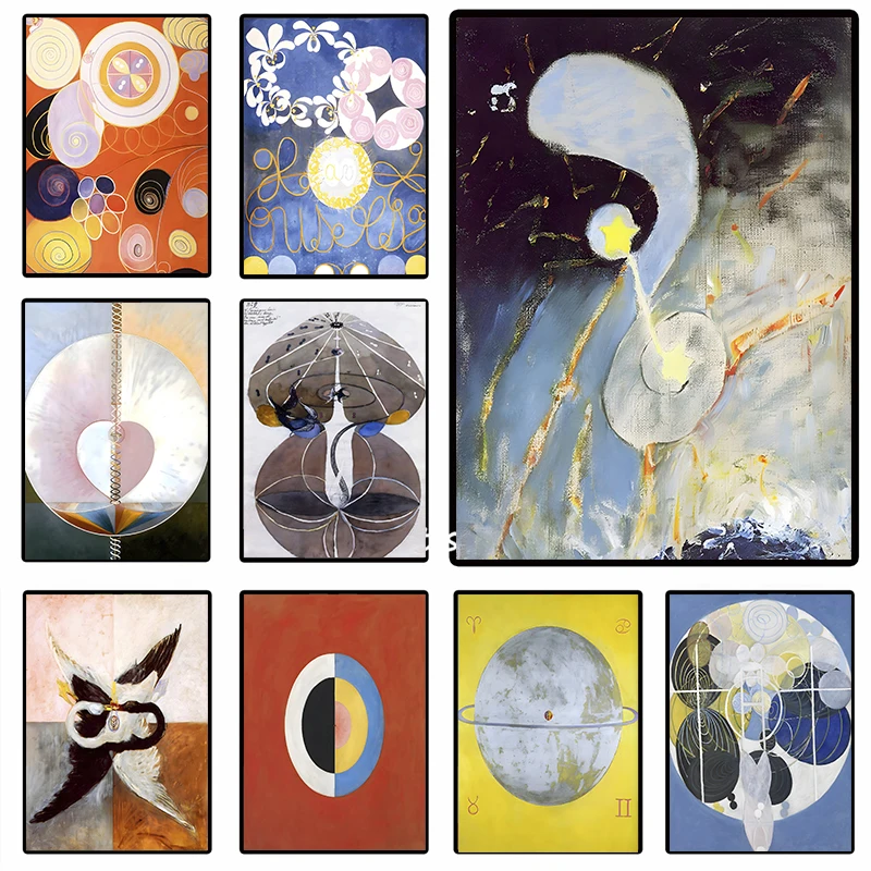 Hilma Af Klint Abstract Geometric Pattern Artwork Poster Tree of Knowledge Series Canvas Painting Wall Art Picture Room Decor