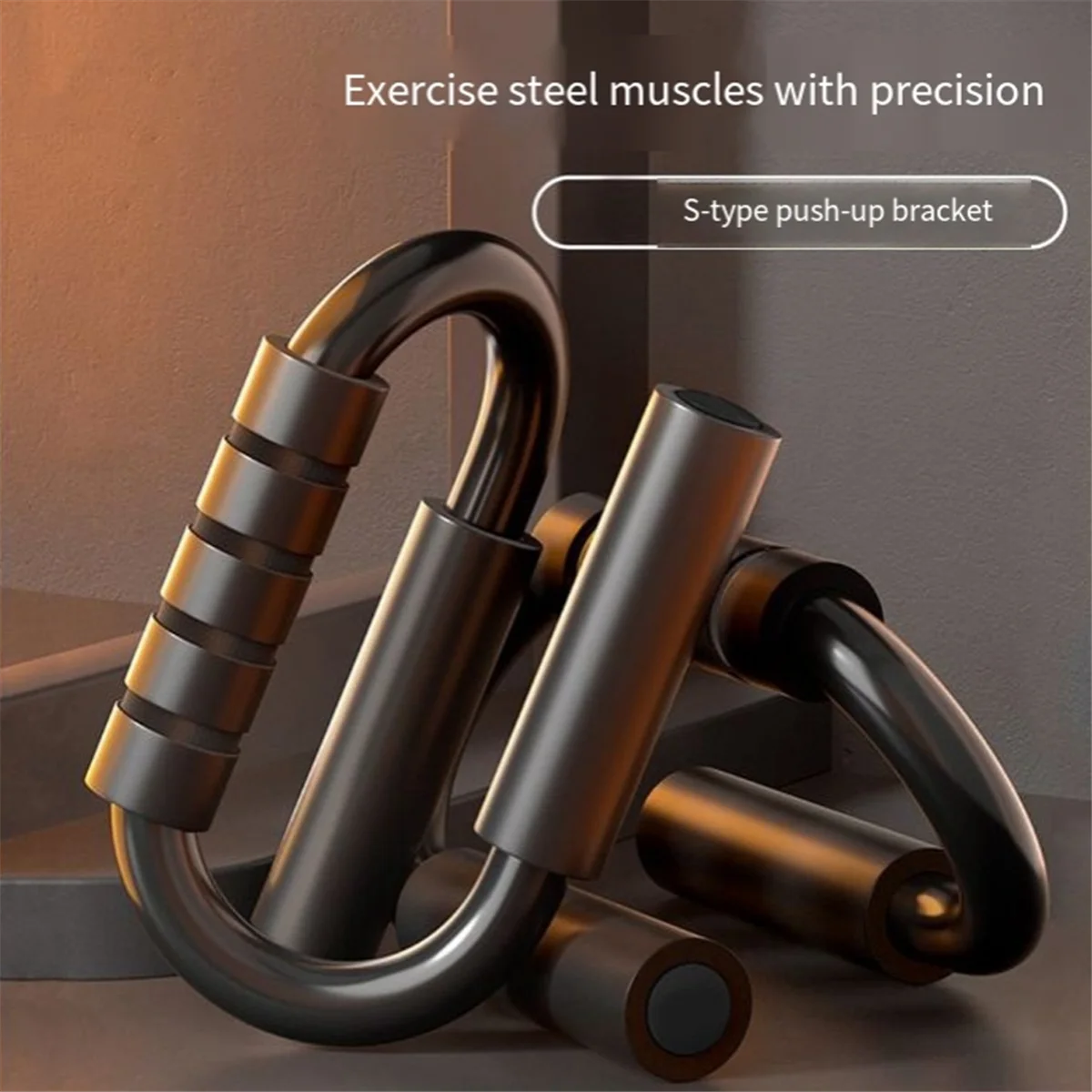 N18R S Shape Floor Chest Workout Equipment Home Fitness Chest Training Equipment Anti Slip Push Up Stands Bar