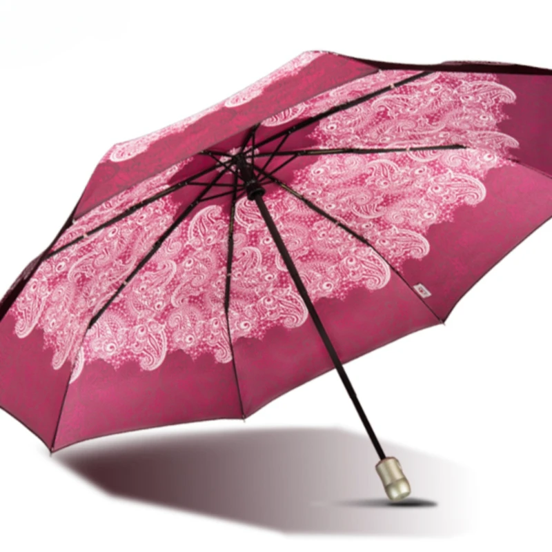 Imported Umbrella Automatic Super Large Umbrella Face Female Folding Umbrella Graceful Lace