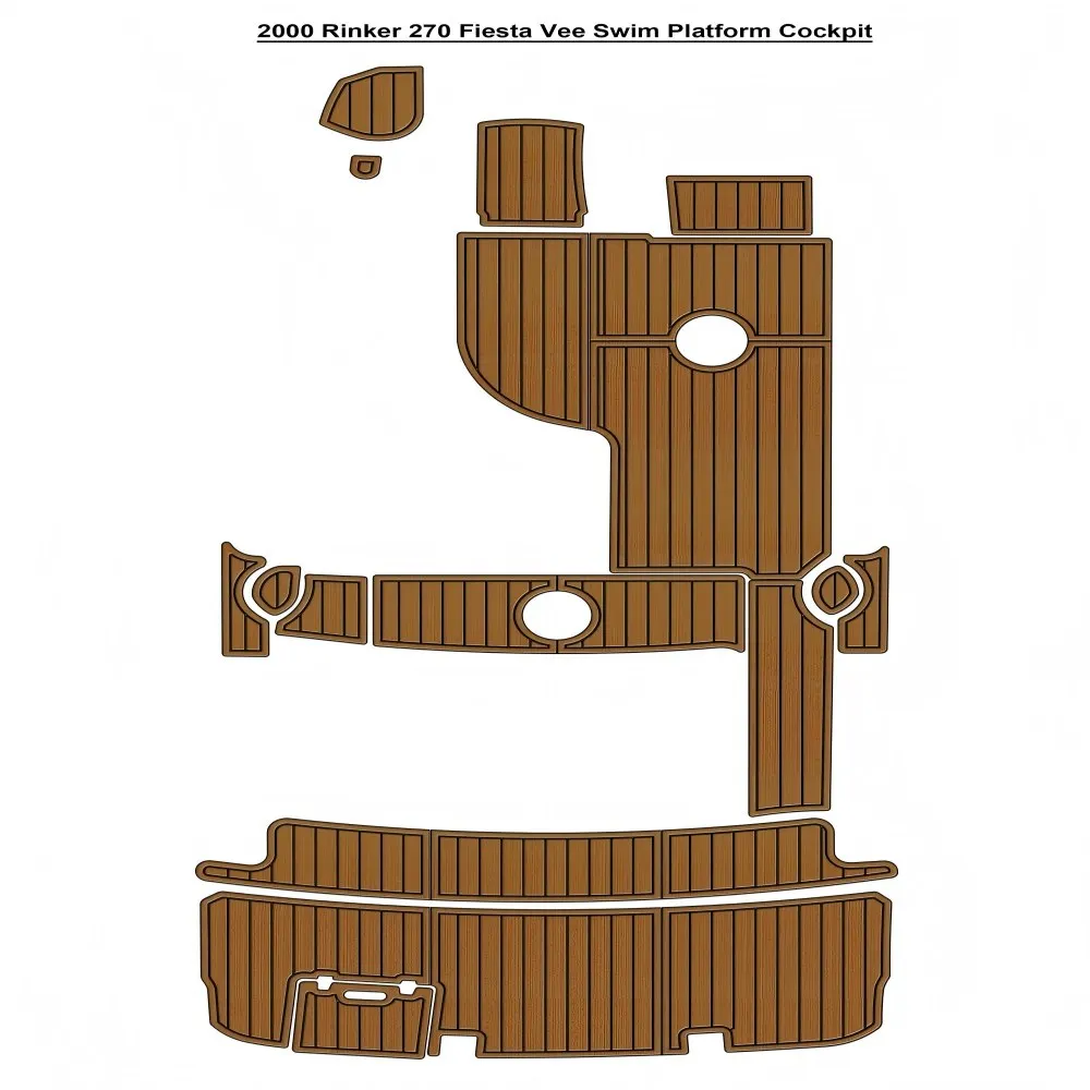 

2000 Rinker 270 Fiesta Vee Swim Platform Cockpit Pad Boat EVA Foam Faux Teak Deck Floor Mat SeaDek MarineMat Style Self Adhesive