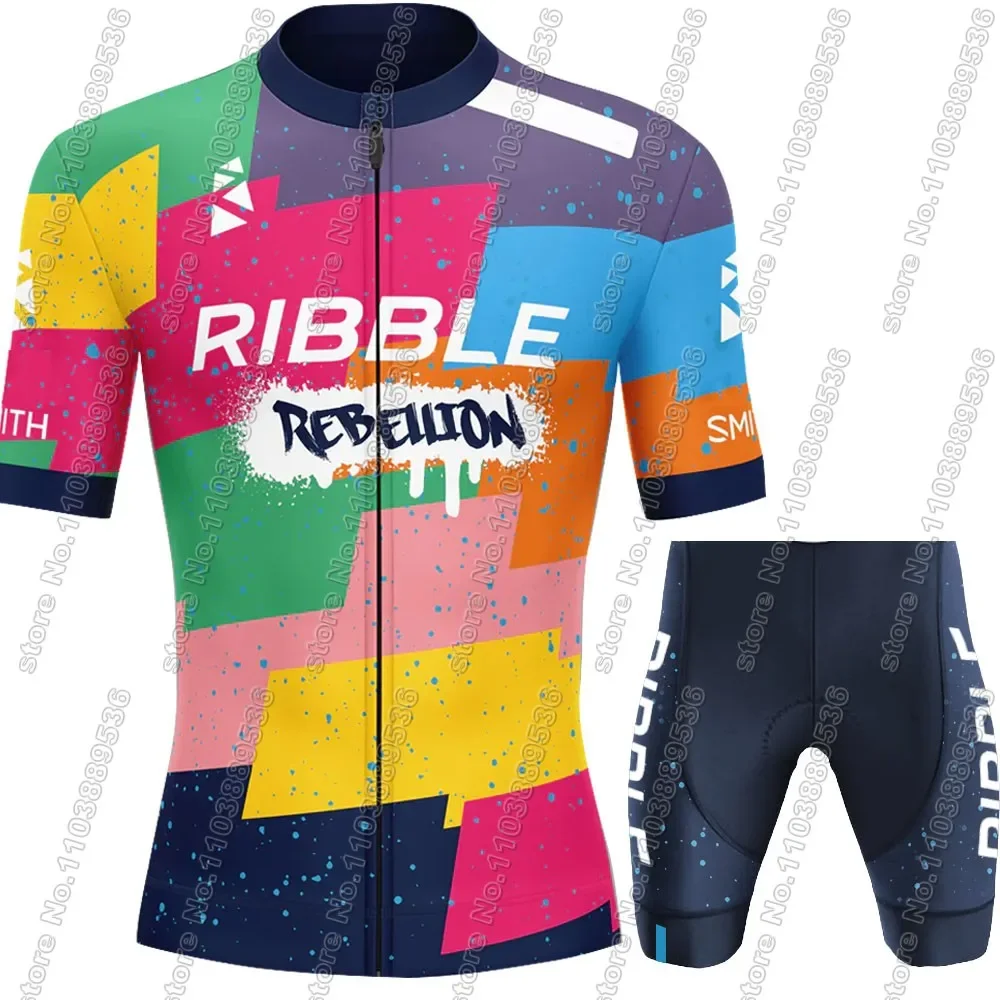 Ribble Rebellion Cycling Jersey 2025 Team Set Summer Spain Men Clothing Road Bike Shirts Suit Bicycle Bib Shorts MTB Wear Ropa