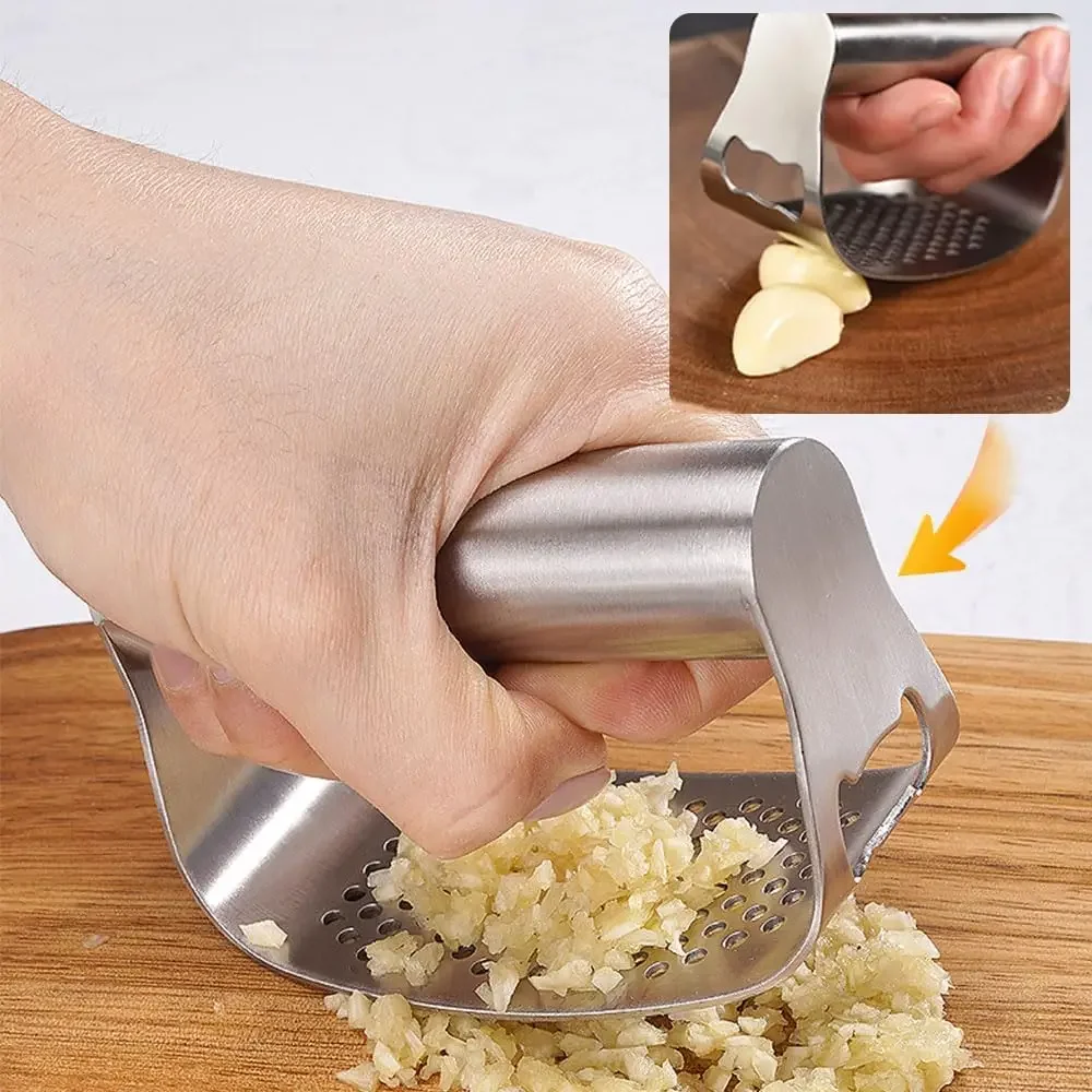 Stainless Steel Garlic Presser Rocker Mincer Manual Garlic Crusher Comfortable Handle Garlic Chopper for Kitchen Tools Gadgets