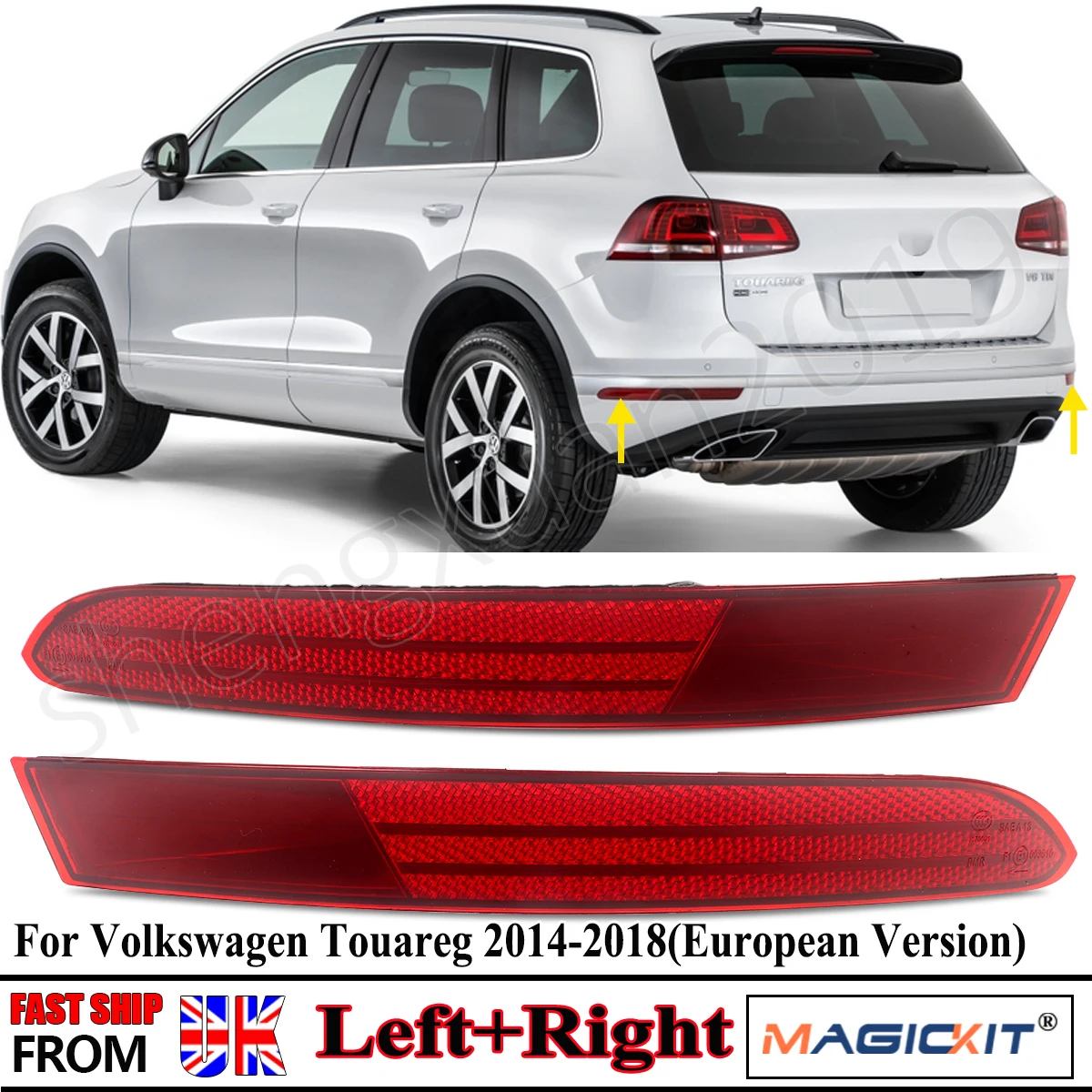 

Rear Bumper Reflector with Red Lens Right Left Side for Volkswagen Touareg 7P 2015-2018 7P6945702G European Version Only