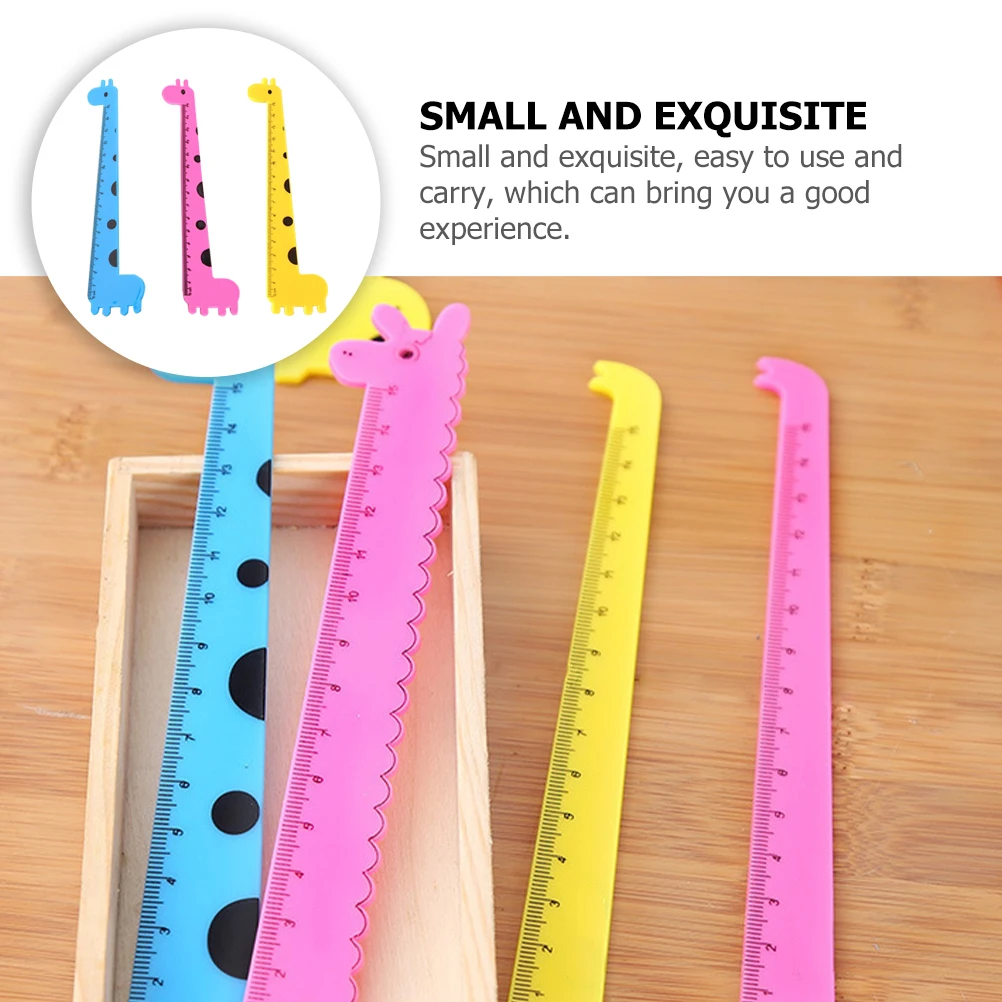 

12pcs Giraffe Shape Plastic Ruler Cartoon Design Student Measuring Tool for School Office Home Adorable Kids Gift Multi-Function