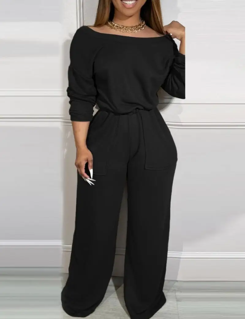 Elegant Women\'s Sports Jumpsuit 2024 Autumn New In Jumpsuit Solid Color Casual Backless Long Sleeved Pocket High Waist Jumpsuit