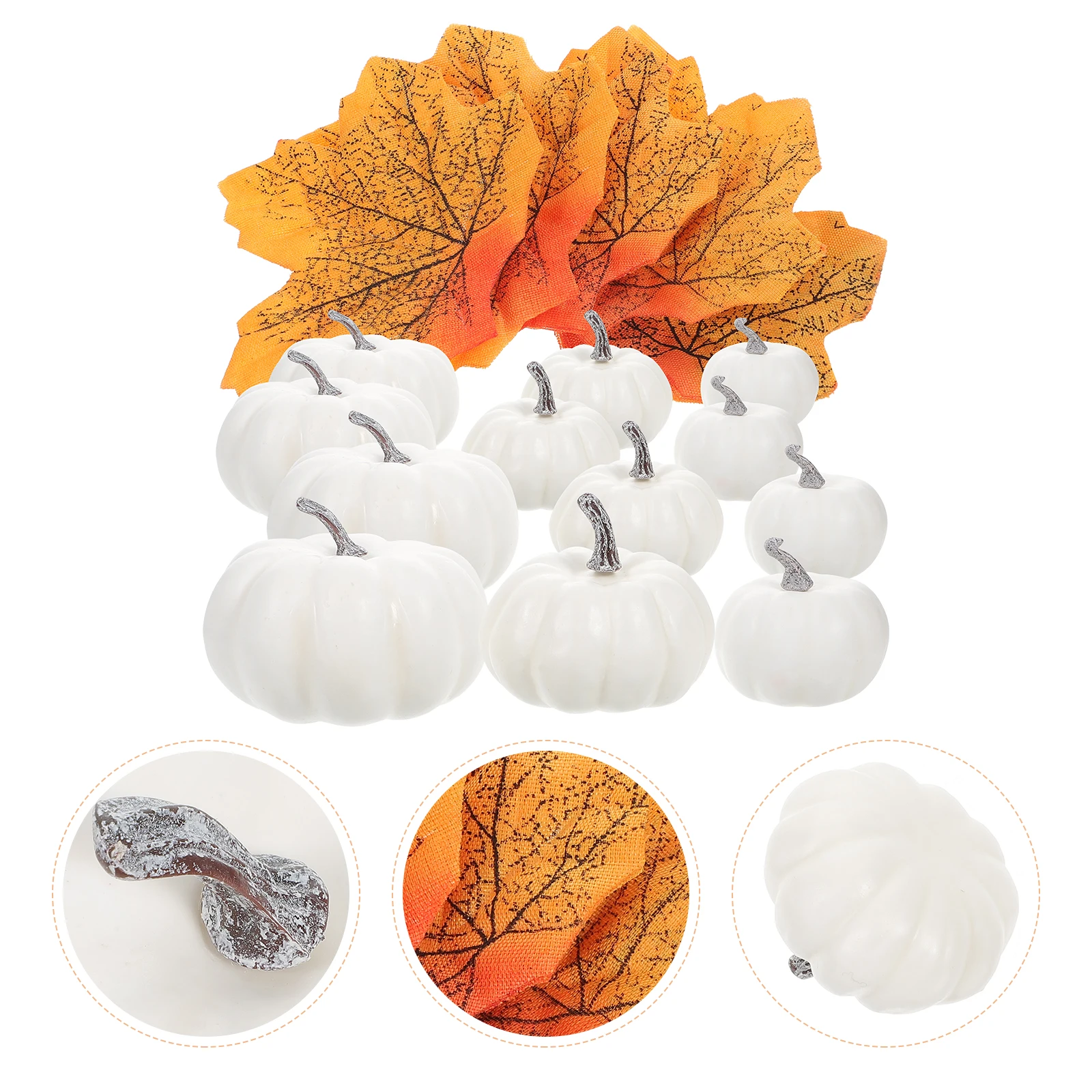 

Artificial Pumpkin Mini Decorative Pumpkins Maple Leaves Foam Halloween Props Fall Display Table Centerpiece Festival
