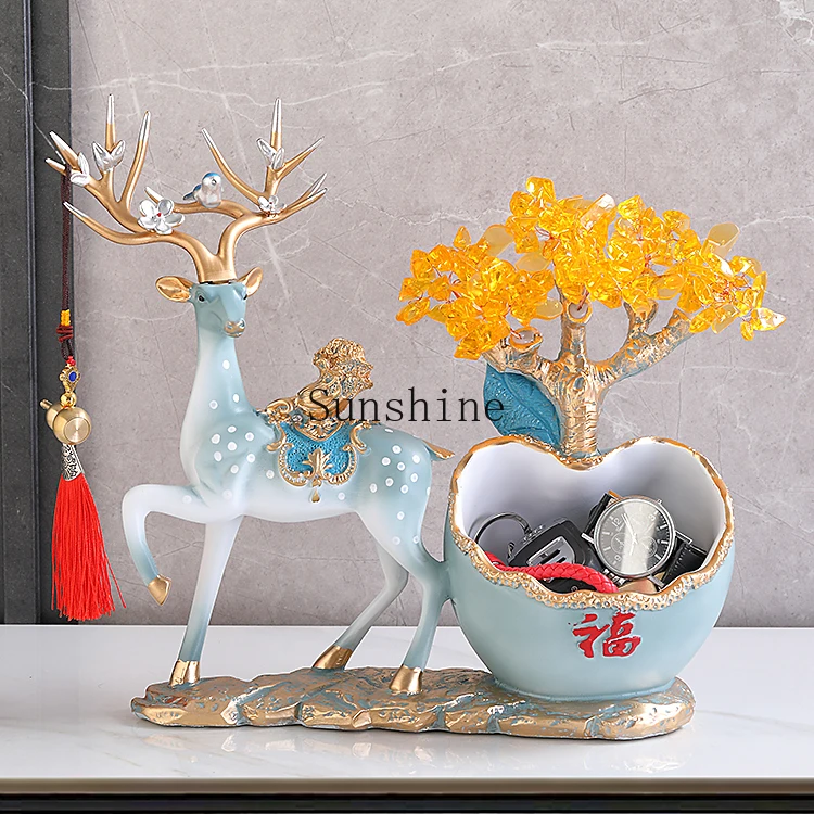 High-end Fa Cai deer ornament, entry into the door, entrance storage box, home decoration housewarming gifts