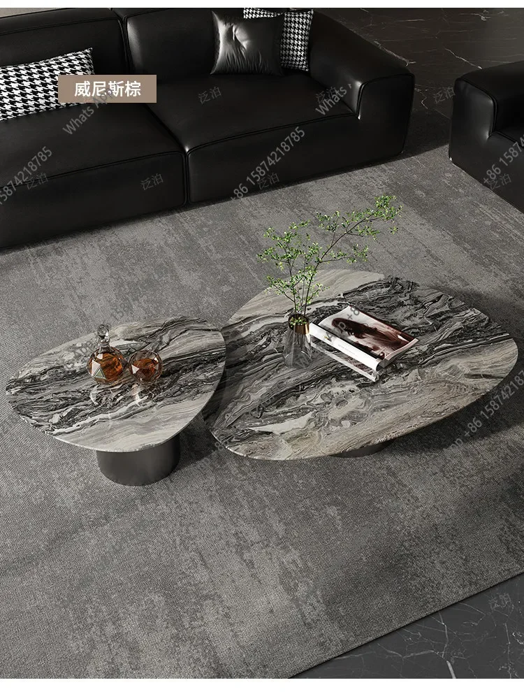 Z45-Italian minimalist marble coffee table light luxury stainless steel triangle modern minimalist design high-end side table