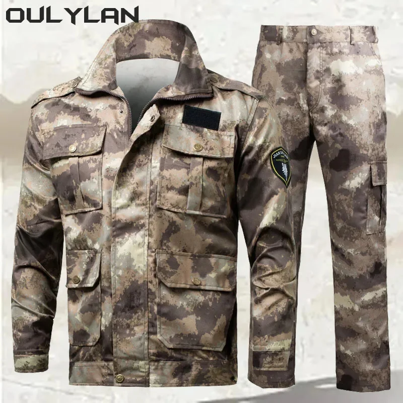 

Oulylan New Style Camouflage Suit Jacket Hat Mountaineering Fishing Windproof three-Piece Set Tactical Clothes Ruins