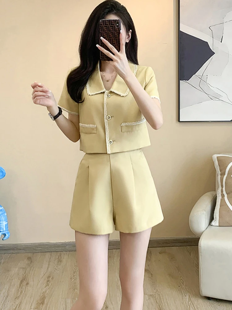 2026 Summer New Professional Casual Women's Fashion Set Short Pants Two-Piece Suit Elegant Lady Short Sleeve Open Cardigan