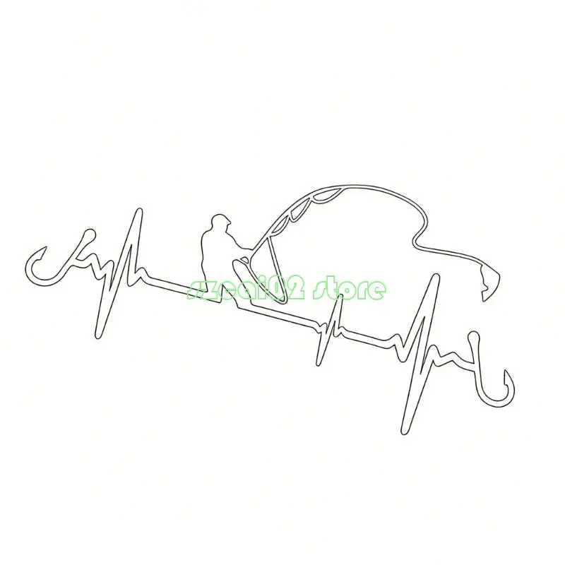 400B Fishing Heartbeat Design Water Resistant Decals for Scooter Fairing and Automobil