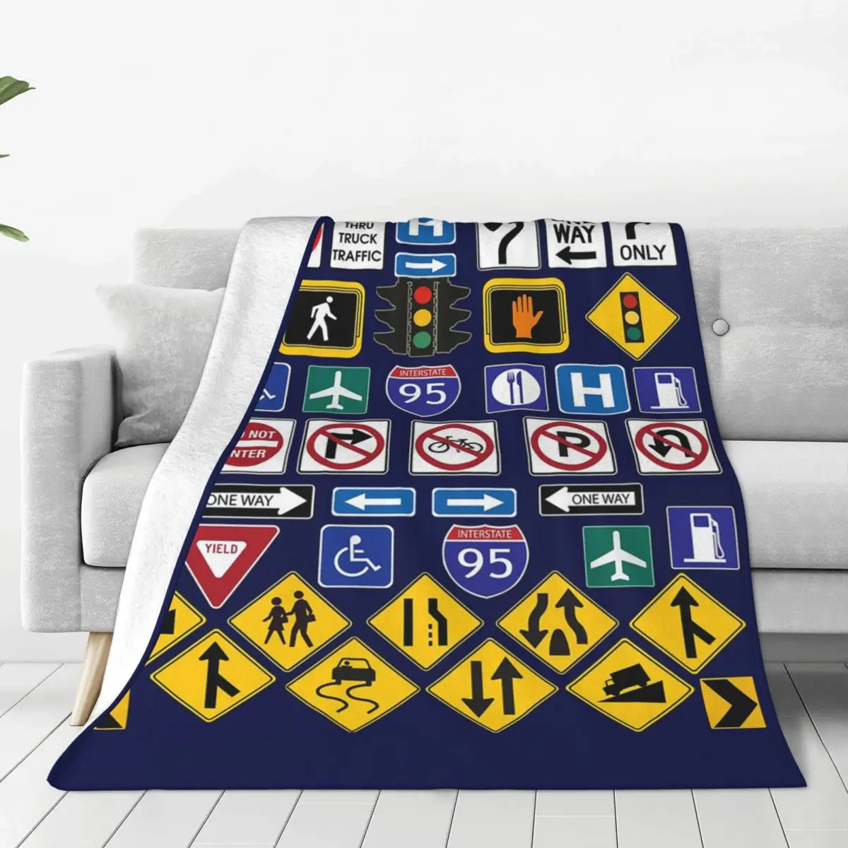 Road Signs, Regulations Signs Blanket Soft Warm Flannel Throw Blanket Plush for Bed Living room Picnic Travel Home Couch