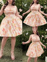 Vestido de vacaciones con estampado floral romántico de talla grande Vestido largo informal elegante de verano para mujer