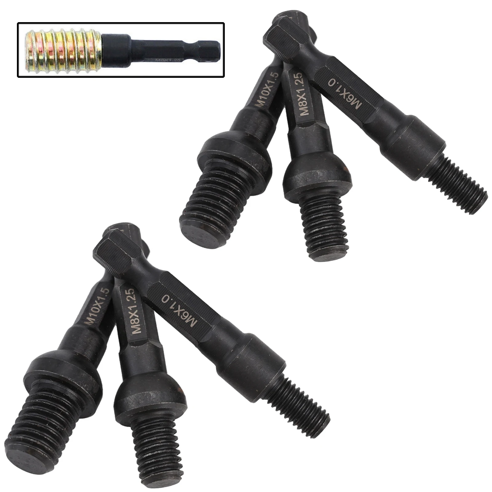6Pcs M6 M8 Self Tapping Socket Adapter Set 1/4 Inch Hex Shank For Insert Nuts Hanger Bolt Power Drill Hand Tools