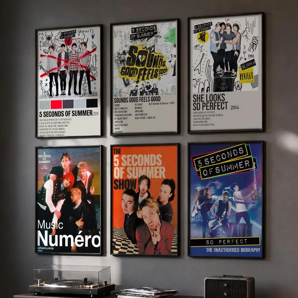 5 S-Seconds Of Summer Anime Poster HD Home Wall Stickers House Hallway Living Room Bedroom Bar Office Decor Art Prints