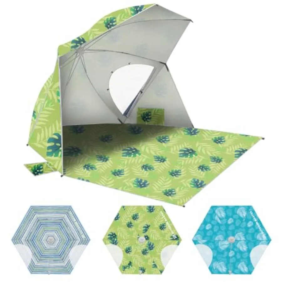 

Pop Up Beach Umbrella Portable Beach Tent Shelter Beach Shade Sun Canopy with UPF 50+ UV Protection Extendable Floor with Carry
