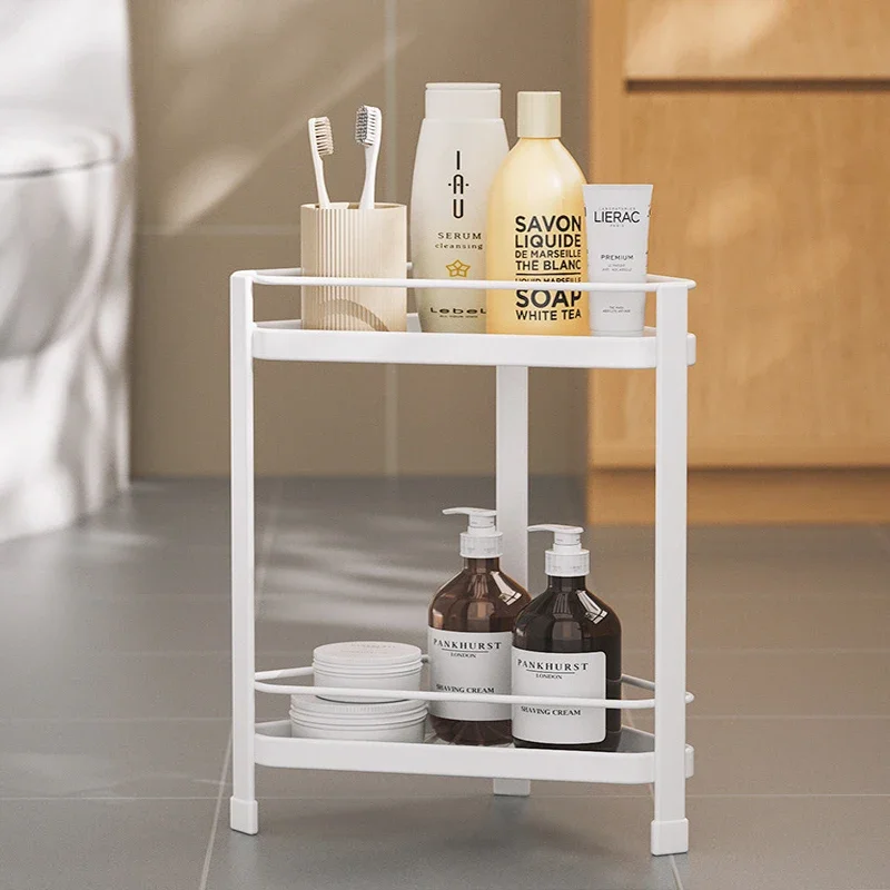 Metal Cosmetic Organizer Shelf Bathroom Makeup Storage Rack Kitchen Shampoo Holder Tabletop Desk Tripod Corner Rack