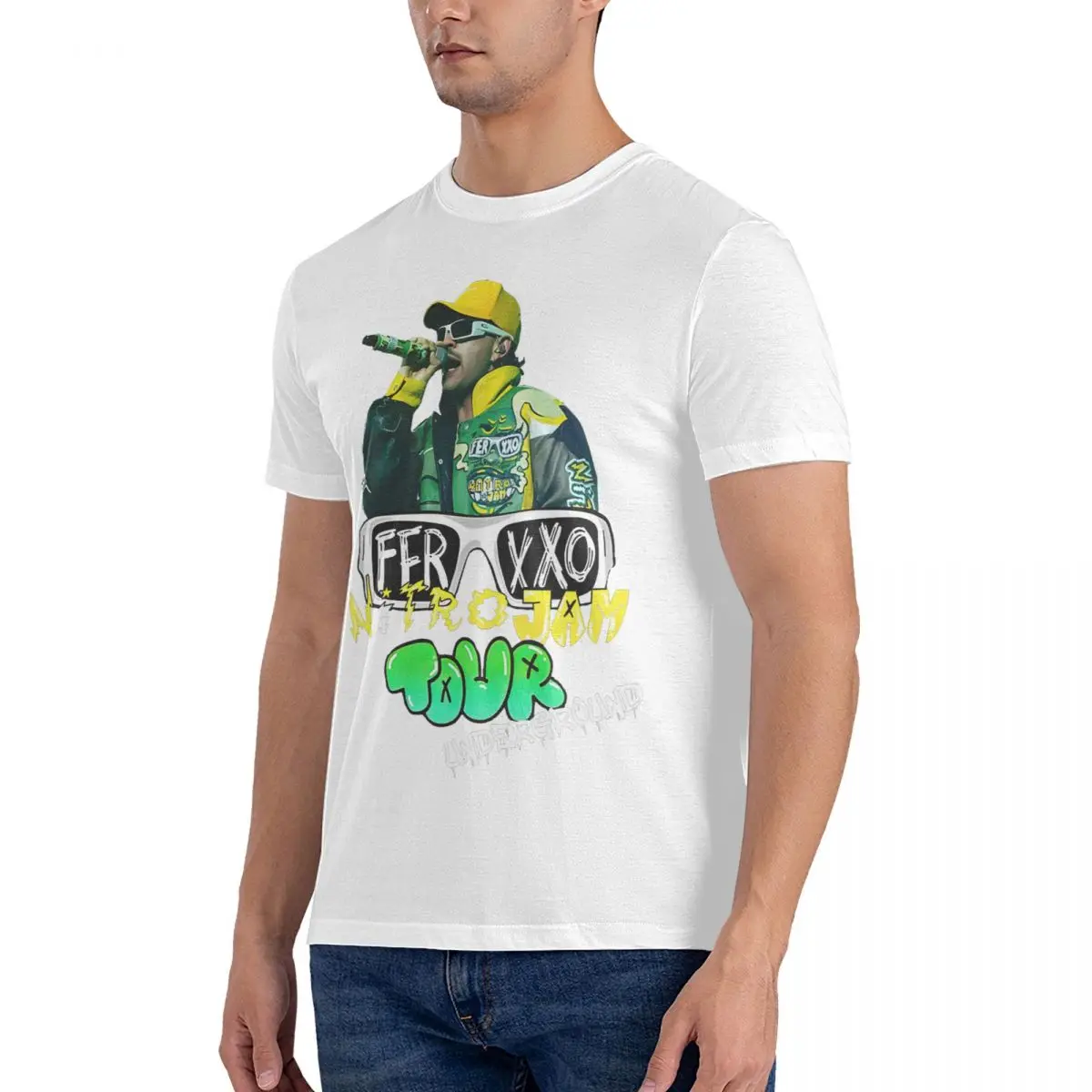 Ferxxo Art Men T Shirts Feid Amazing Tees Short Sleeve Crew Neck T-Shirt Pure Cotton Gift Idea Clothing