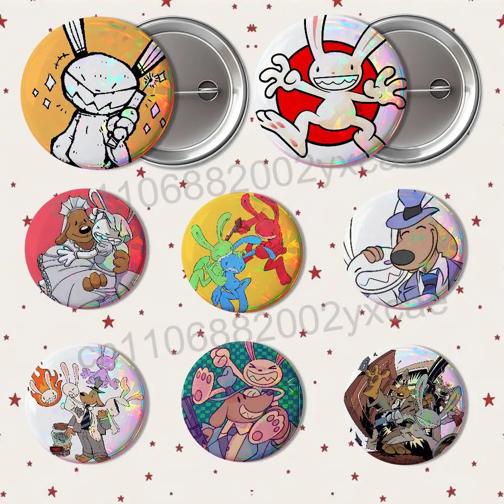 game cute Bosco Sam Max Round Exquisite Badge Brooches Creative Pins For Clothes Hat Backpack Gift Accessories