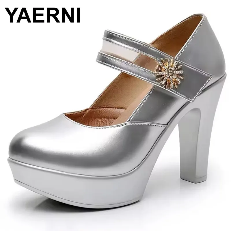 

Patent Leather Round Toe Shallow Mouth Red Wedding Shoes Thick Heel Waterproof Platform Model Runway Shoes Bridal shoes