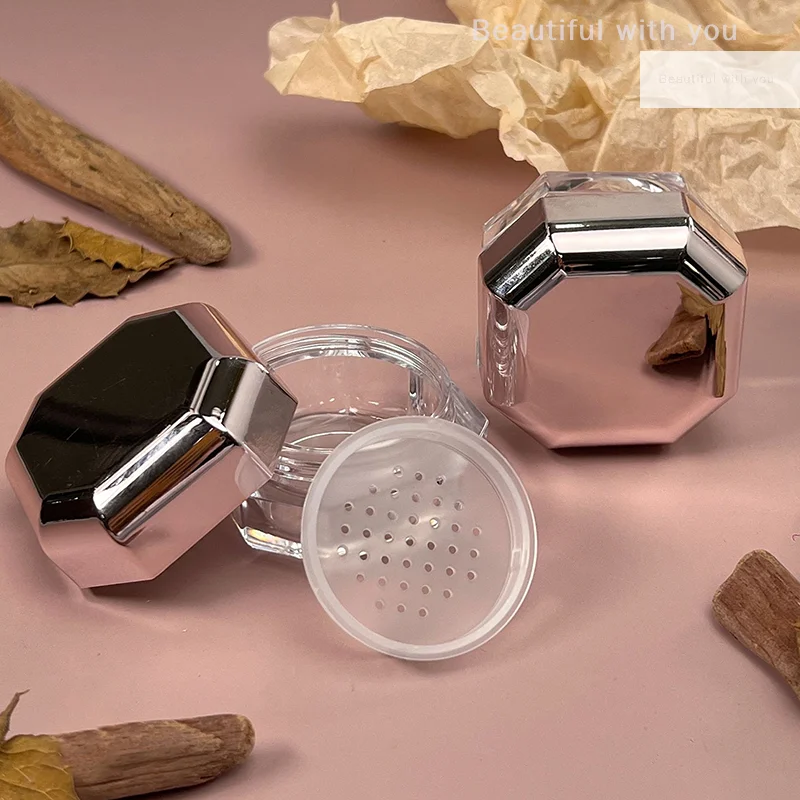 

1Pcs 8g Mini Powder Box Portable Plastic Empty Loose Powder Container With Sieve Cosmetic Jar Travel Make Up Accessories