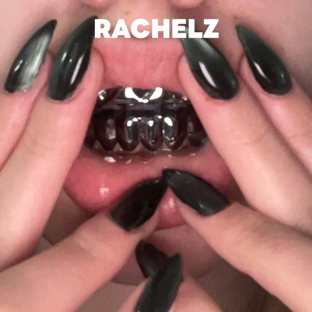 RACHELZ Y2K Hotties Black Color Teeth Grillz Hip Hop Glossy Tooth Caps For Women Men Jewelry Dental Grills Gift