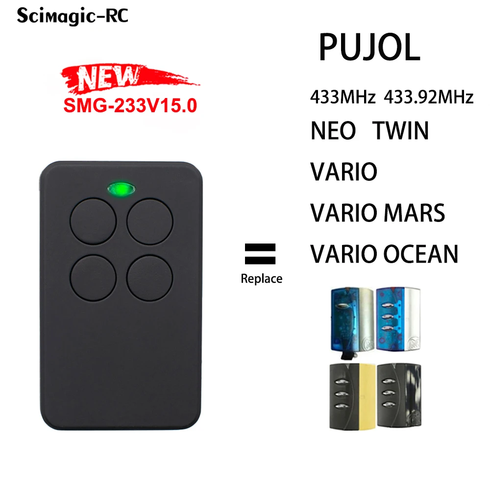 280-868MHz Multi Frequency Garage Door Remote Control Perfect Clone PUJOL NEO TWIN VARIO MARS/OCEAN 433.92MHz Gate Opener